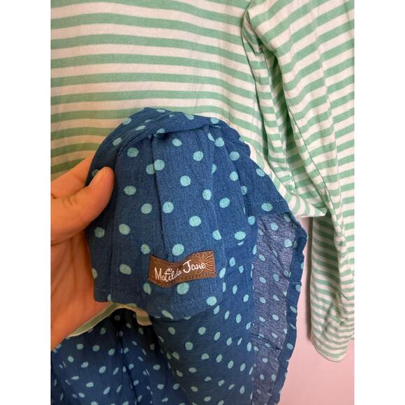Matilda Jane Talk Tomorrow Stripe Dots Long Sleeve Peplum Top Large - Picture 5 of 5